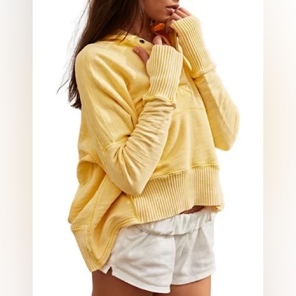 NWT Free People FP Movement Honey Dove Swaying Sunflowers Yellow Pullover Hoodie - Picture 10 of 13